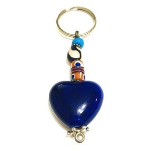 3/$15 Multicolored key chain with blue heart 💙